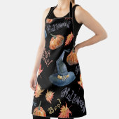 Halloween Pumpkin Witch Pet Pattern Schort (Insitu)