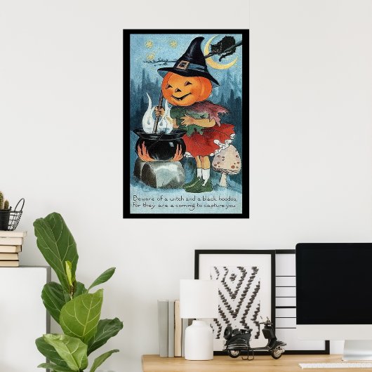  Halloween Pumpkin Witch Poster (Thuiskantoor)