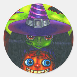 Halloween Pumpkin Witch Sticker