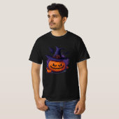 halloween pumpkin with a witch hat t-shirt (Voorkant volledig)