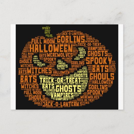 Halloween Pumpkin Word Cloud Word Art Briefkaart (Voorkant)