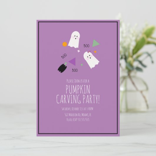 Halloween Pumpkin Zeer Cute Ghost Confetti Kaart (Staand voorkant)