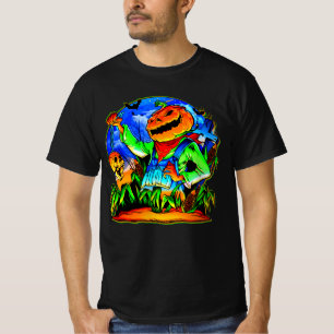 Halloween Pumpkin Zombie Monster Skull Bat Grave T-shirt