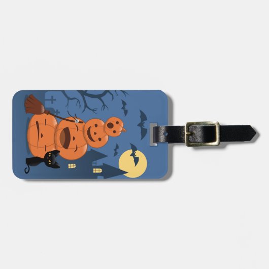 Halloween Pumpkins and Black Cat Bagagelabel (Voorkant horizontaal)
