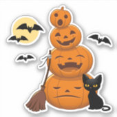 Halloween Pumpkins and Black Cat Sticker (Voorkant)