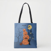 Halloween Pumpkins and Black Cat Tote Bag (Voorkant)