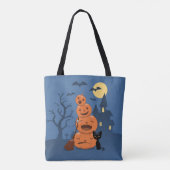 Halloween Pumpkins and Black Cat Tote Bag (Achterkant)