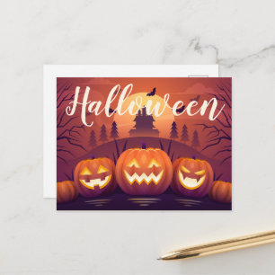 Halloween Pumpkins and Haunted House Briefkaart