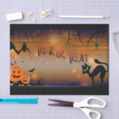 Halloween Pumpkins Bats Black Cat Huge Green Eyes Tissuepapier (Craft)