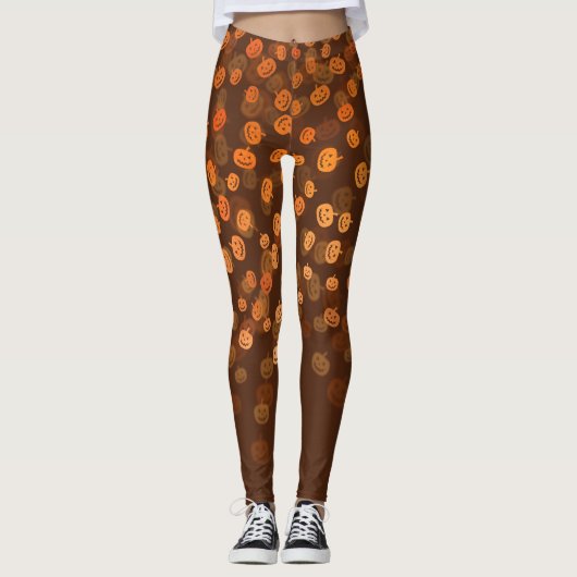 Halloween Pumpkins Bokeh Leggings (Voorkant)