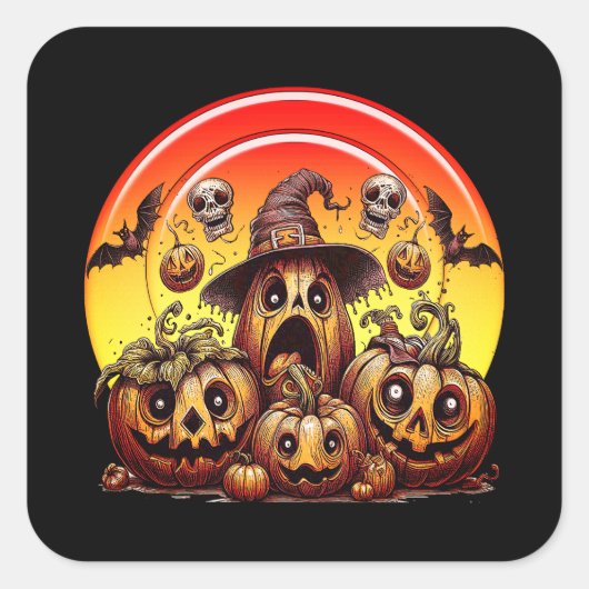 Halloween Pumpkins Classic Square Stickers (Voorkant)