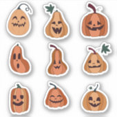 Halloween Pumpkins Custom-Cut Vinyl Sticker (Voorkant)