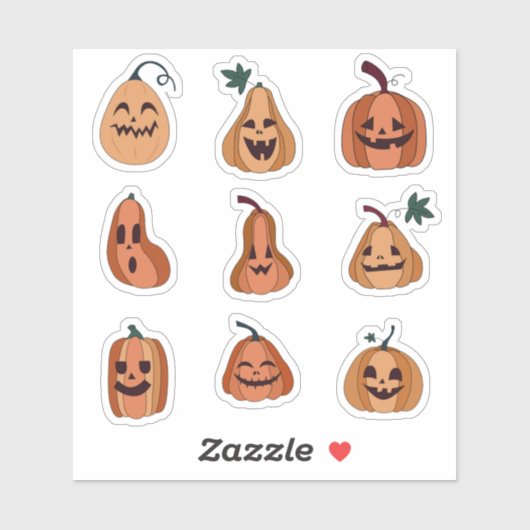 Halloween Pumpkins Custom-Cut Vinyl Sticker (Vel)