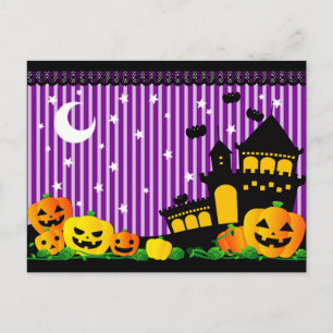 Halloween Pumpkins, Haunted House en Bats Briefkaart