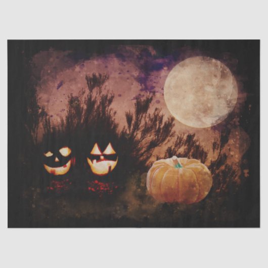 Halloween Pumpkins in Moonlight Decoupage Tissuepapier (Voorkant)