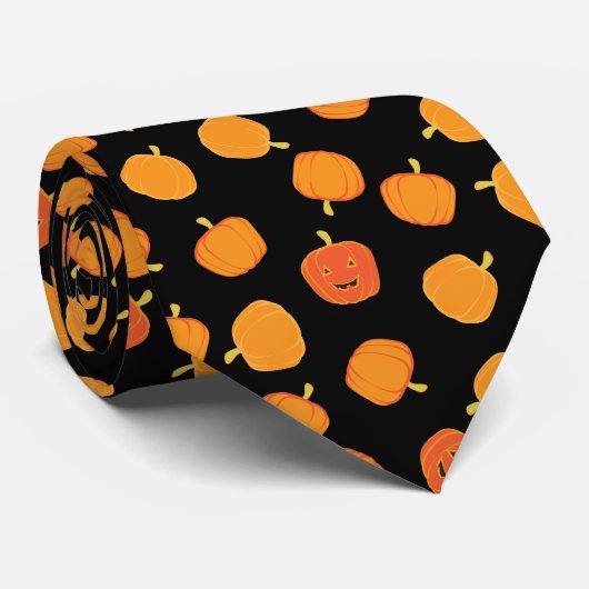 Halloween Pumpkins Jack-o-lantern Pattern Stropdas (Opgerold)