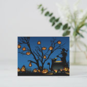 Halloween Pumpkins met heks Briefkaart (Staand voorkant)