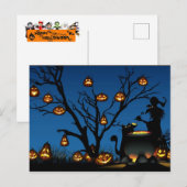 Halloween Pumpkins met heks Briefkaart (Voorkant / Achterkant)