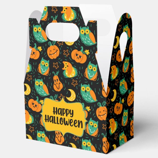 Halloween Pumpkins Moon Owls Favor Box Bedankdoosjes (Geopend)