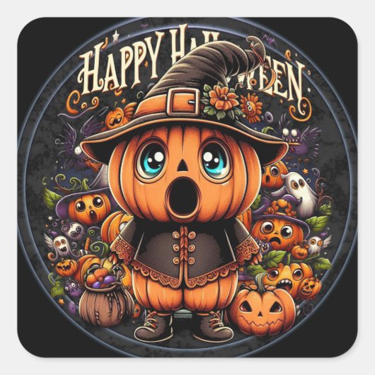 Halloween Pumpkins No 6 Classic Square Sticker (Voorkant)