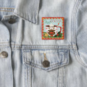 Halloween Pumpkins op Graveyard Vierkante Button 5,1 Cm (In situ)