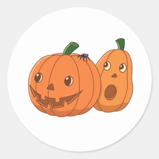 Halloween Pumpkins Pair Ronde Sticker (Voorkant)