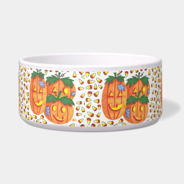 Halloween pumpkins pet bowl voerbakje (Voorkant)