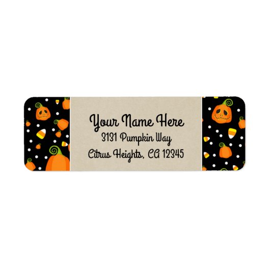 Halloween Pumpkins Whimsical Party Kraft Etiket (Voorkant)