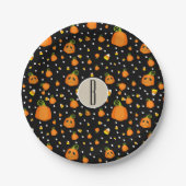 Halloween Pumpkins Whimsical Pattern Party Papieren Bordje (Voorkant)