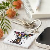 Halloween Puppy #4 Digitale kunst Sleutelhanger (Voorkant Rechts)