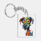 Halloween Puppy Digitale Kunst Sleutelhanger (Voorkant Links)