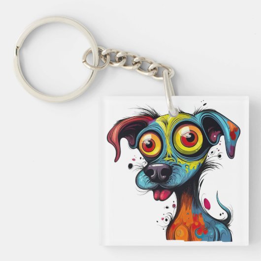 Halloween Puppy Digitale Kunst Sleutelhanger (Voorkant)