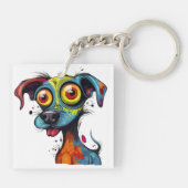 Halloween Puppy Digitale Kunst Sleutelhanger (Achterkant)