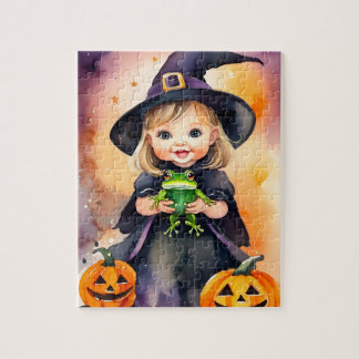 Halloween puzzel schattig kleine heks