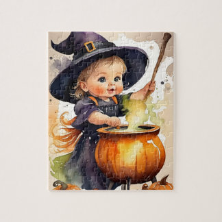 Halloween puzzel schattig kleine heks