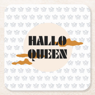 Halloween Queen, Halloqueen, Retro Halloween Art Vierkante Kartonnen Onderzetter