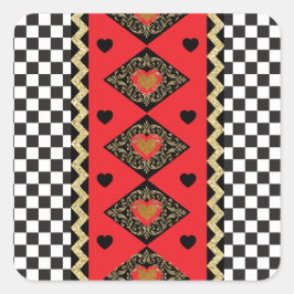 Halloween Queen of Hearts-feest Vierkante Sticker