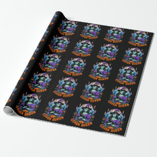 Halloween QUEEN Witch Art met Black Cat Design Cadeaupapier