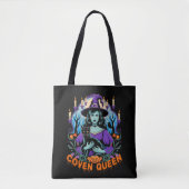 Halloween QUEEN Witch Art met Black Cat Design Draagtas (Voorkant)