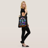 Halloween QUEEN Witch Art met Black Cat Design Draagtas (Op model)