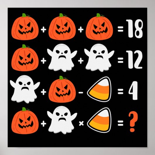 Halloween Quiz Wiskunde Teacher Poster (Voorkant)