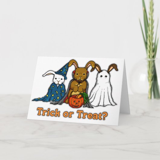Halloween Rabbits Trick of Treating Kaart (Voorkant)