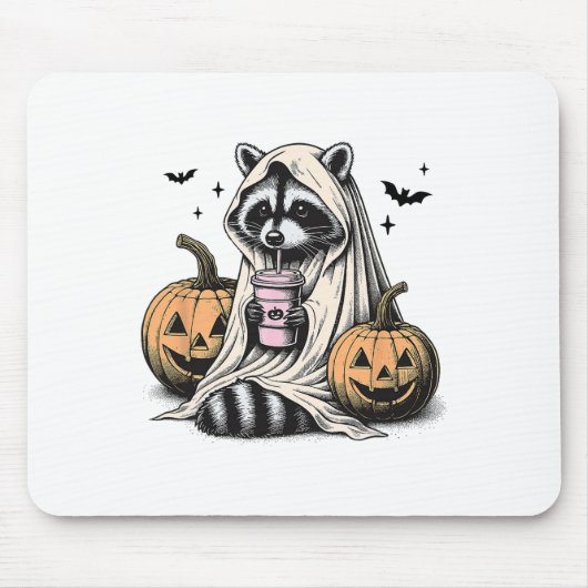 Halloween Raccoon Ghost Muismat (Voorkant)
