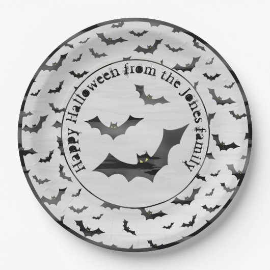 Halloween Random Iconic Bats Pattern Black/White Papieren Bordje (Voorkant)