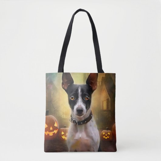 Halloween Rat Terrier met pompoenen eng Draagtas (Voorkant)