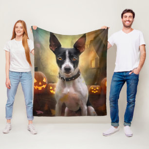 Halloween Rat Terrier met pompoenen eng Fleece Deken