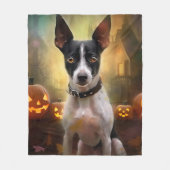 Halloween Rat Terrier met pompoenen eng Fleece Deken (Voorkant)