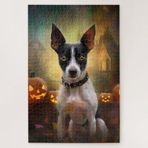 Halloween Rat Terrier met pompoenen eng Legpuzzel