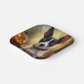 Halloween Rat Terrier met pompoenen eng Papieren Bordje (Gebogen)