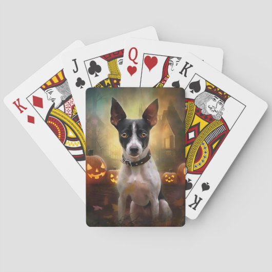 Halloween Rat Terrier met pompoenen eng Pokerkaarten (Achterkant)